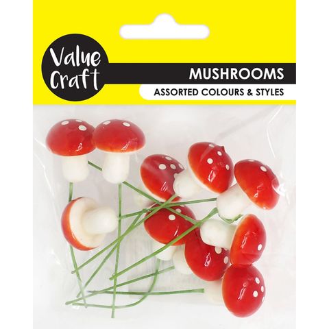 CRAFT MUSHROOMS MED W STEM 10PC