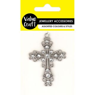 CHARM CRUCIFIX SILVER 7CM 1PC