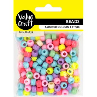 BEADS 6MM PONY BEADS PASTEL 50G