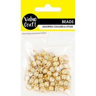 6MM BEAD CHARM ATTACHMENT GOLD 50PC