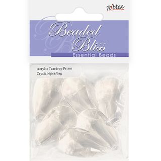 BEAD ACRYLIC TEARDROP 22X36MM CRYS 6PC