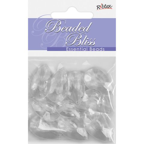 BEAD ACRYLIC TEARDROP 18X28MM CRY 10PC