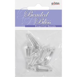 BEAD ACRYLIC TEARDROP 13X20MM CRY 12PC