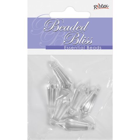 BEAD ACRYLIC TEARDROP 13X20MM CRY 12PC