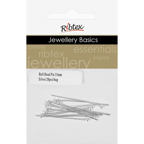 Head Pin Ball 35mm Silver 20Pcs