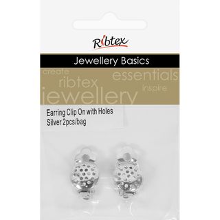 Earring Clip On With Holes Silver 2Pcs