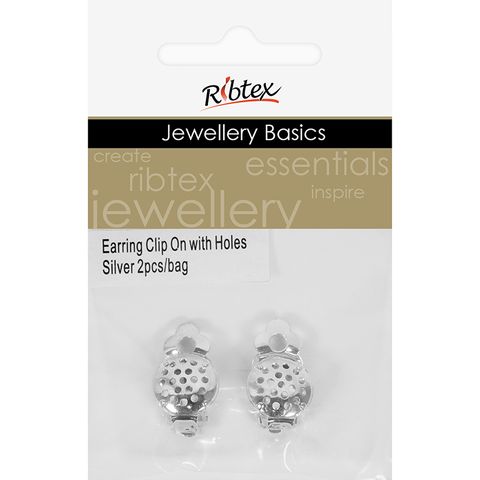 Earring Clip On With Holes Silver 2Pcs