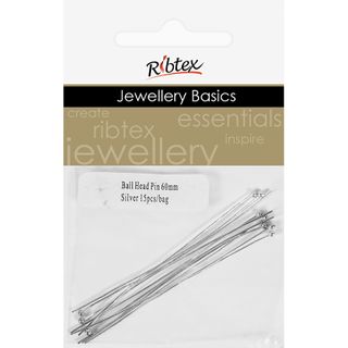 Head Pin Ball 60mm Silver 15Pcs