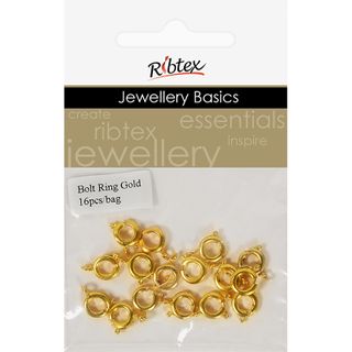 Clasp Bolt Ring 8mm Gold 16Pcs