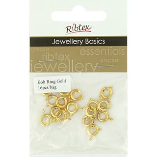 Clasp Bolt Ring 8mm Gold 16Pcs