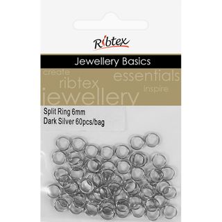 Split Rings 6mm Dark Silver 60Pcs