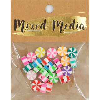 CANDY SWIRL POLYCLAY BEADS 10MM 25PCS