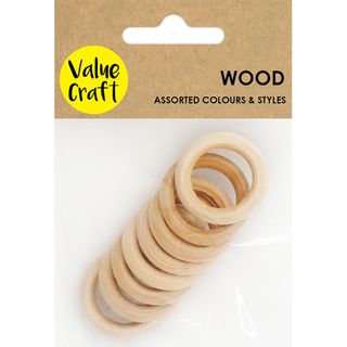 Wood Mini Hoops Natural 3Cm 8Pc