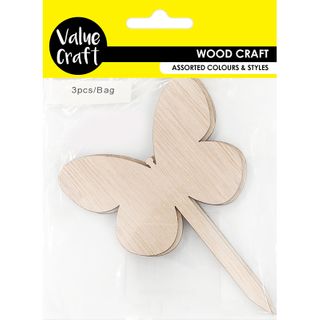 WOOD BUTTERFLY STAKES 3PCS