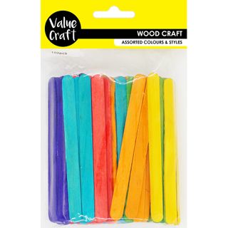 CRAFT WOODEN ICY POLE STICK MULTI 100PCS