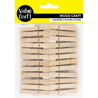 WOOD PEGS 4.5CM NAT 24PCS