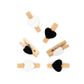 Wood Pegs Black White Hearts 6Pcs