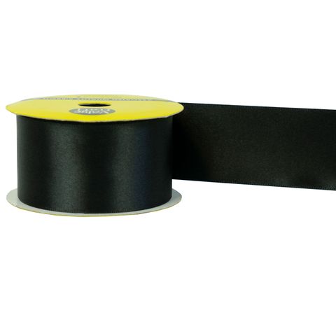 RIB 38MM POLY SATIN BLACK 3MTR