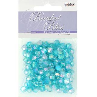 Bead Plastic Round Faceted 7mm Turquoise