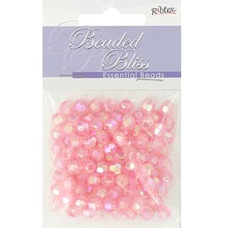 BEAD PLASTIC ROUND FACET 7MM PINK 20G