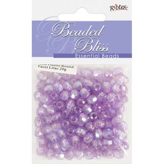 BEAD PLASTIC ROUND FACET 7MM LILAC 20G