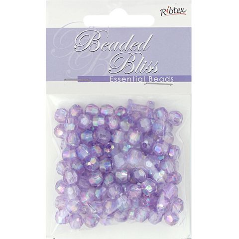 BEAD PLASTIC ROUND FACET 7MM LILAC 20G