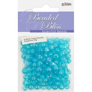 Bead Plastic Round 6-8mm Turquoise 20G