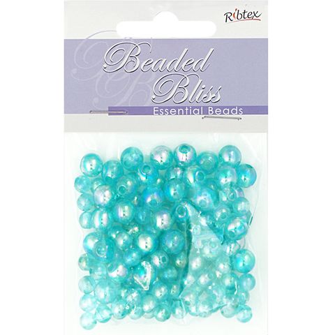 Bead Plastic Round 6-8mm Turquoise 20G