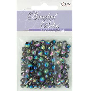 Bead Plastic Round 6-8mm Black AB 20G