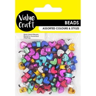 BEAD METALLIC HEART 20G ASSORTED