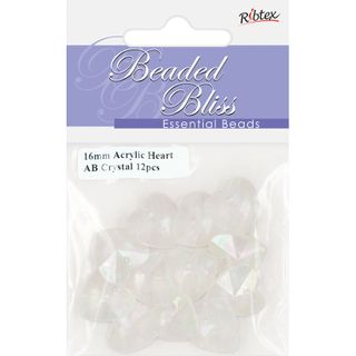 Bead Faceted Heart AB Crystal 12Pcs
