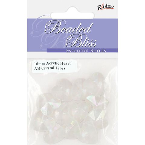 Bead Faceted Heart AB Crystal 12Pcs
