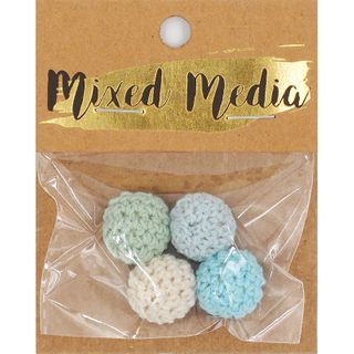 Mm Knitted Bead 16Mm Blues 4Pc