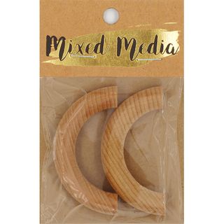 Wooden Semi Circle Natural Bead 2 Pieces