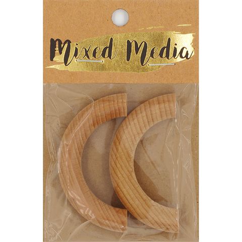 Wooden Semi Circle Natural Bead 2 Pieces