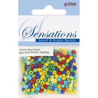 Bead Glass Seed 3.6Mm Asst Solid Br 25G