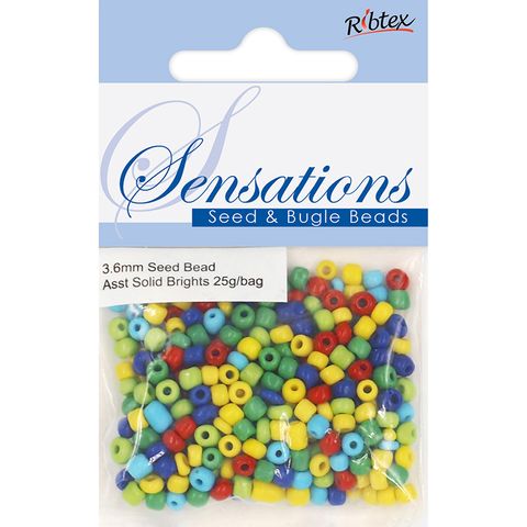 Bead Glass Seed 3.6Mm Asst Solid Br 25G