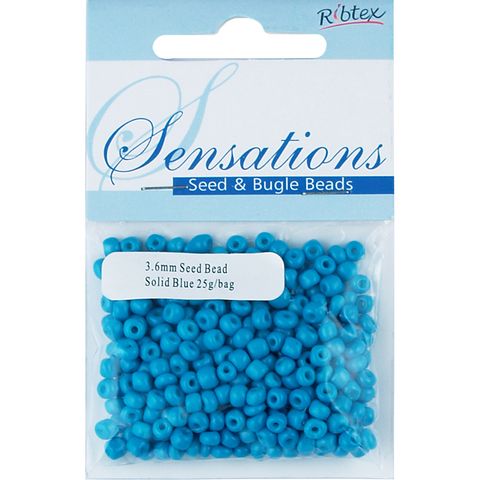 Bead Glass Seed 3.6mm Solid Blue 25G