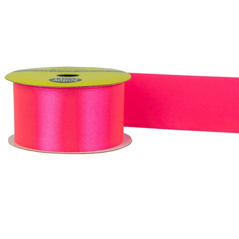 RIB 38MM POLY SATIN FLUORO PINK 3M