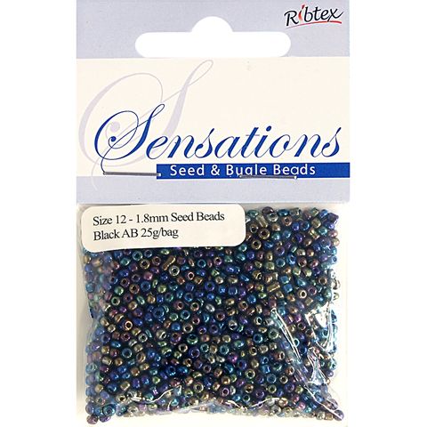 Bead Glass Seed 1.8Mm Black Rainbow 25G