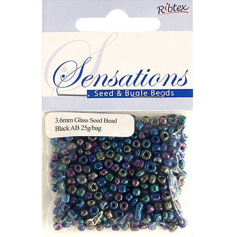 Bead Glass Seed 3.6Mm Black Ab 25G