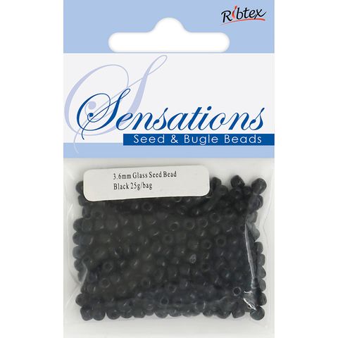 Bead Glass Seed 3.6Mm Black 25G