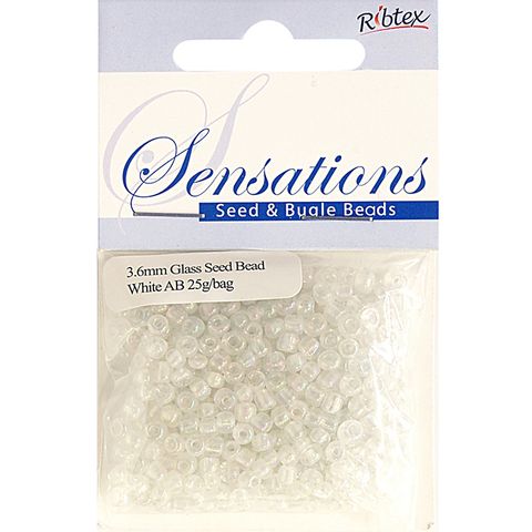 Bead Glass Seed 3.6Mm White Ab 25G