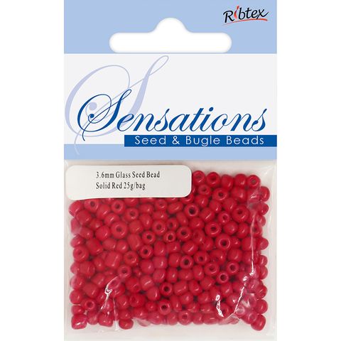 Bead Glass Seed 3.6mm Solid Red 25G