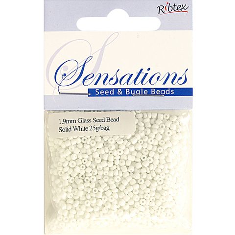 Bead Glass Seed 1.8mm Solid White 25G