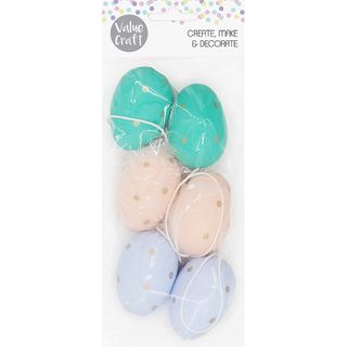 EASTER GOLD SPOT EGGS W/ FEATHERS 6PCS