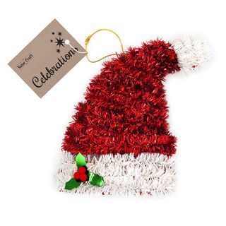 XMAS GIANT TINSEL ORNAMENT HAT 1PC