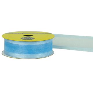 RIB 22MM SATN EDGE SHEER BABY BLUE 5M