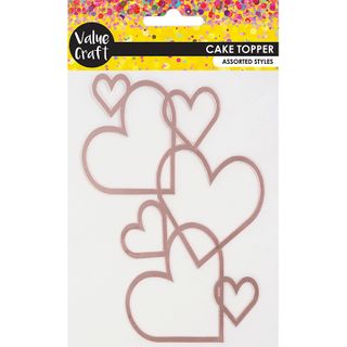 CAKE TOPPER LOVE HEARTS ROSE GOLD 1PC