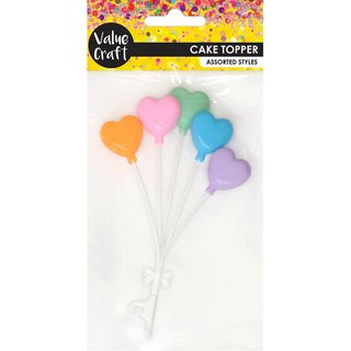 CAKE TOPPER 3D HEART BALLOONS MULTI 1PC